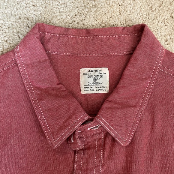 J.Crew red chambray button down button up - Picture 3 of 5